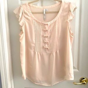 LC Lauren Conrad XL Pale Peach Delicate Bow Blouse
